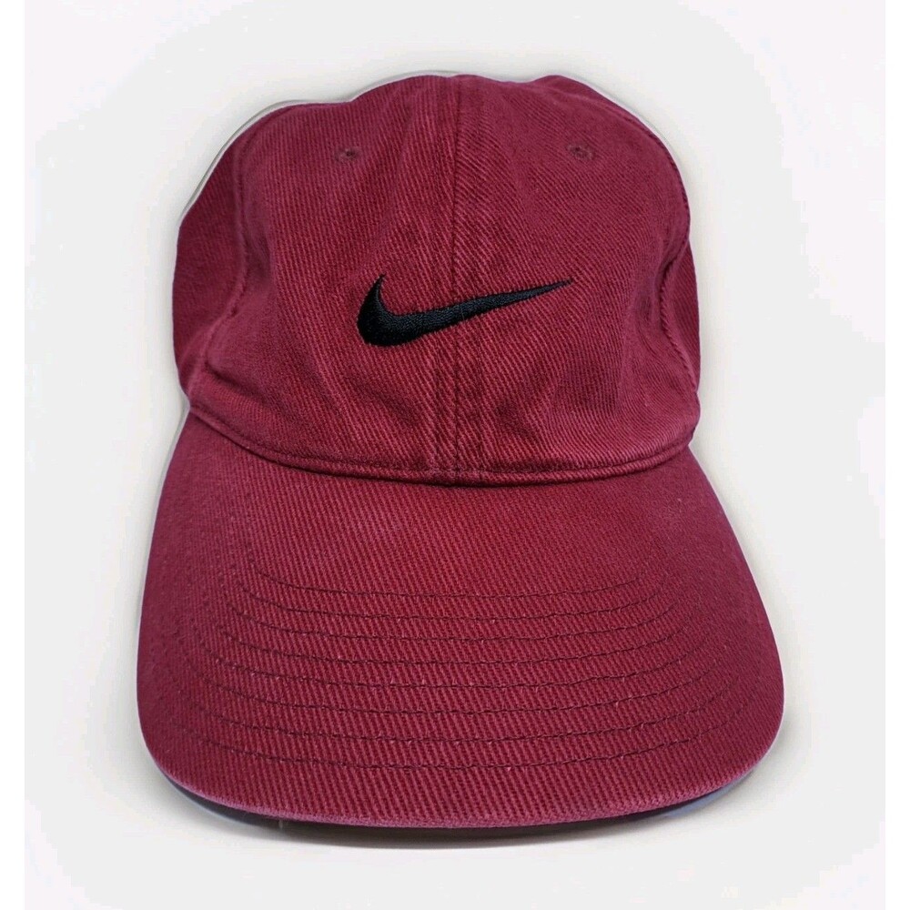 Nike Hat Cap Strapback Dark Red Golf Club Cap Embroidered Blaxk Swoosh